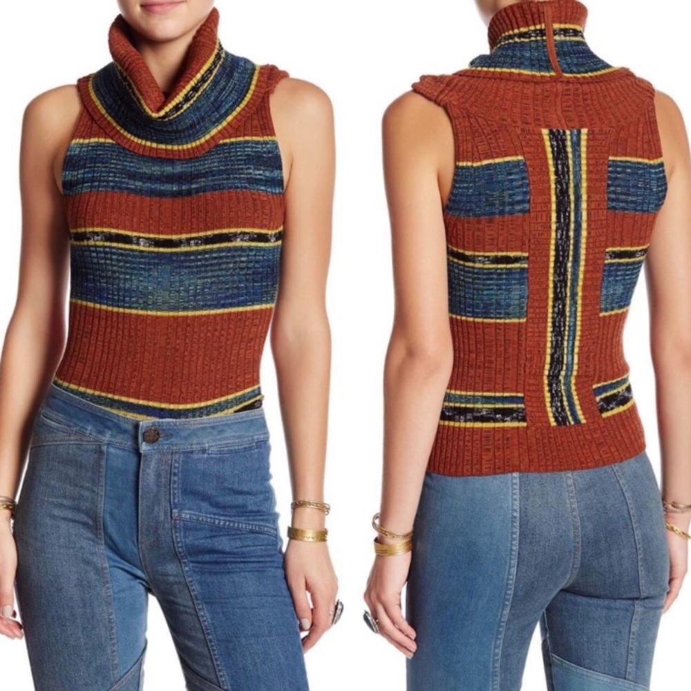 Free People Carly Cowl Striped Knit Top - Picture 2 of 8